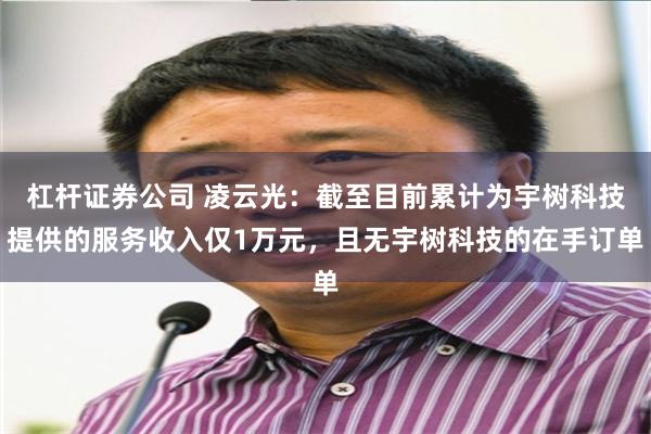 杠杆证券公司 凌云光：截至目前累计为宇树科技提供的服务收入仅1万元，且无宇树科技的在手订单