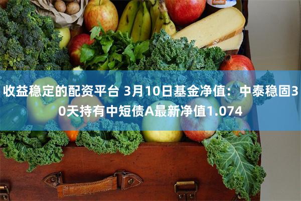 收益稳定的配资平台 3月10日基金净值：中泰稳固30天持有中短债A最新净值1.074